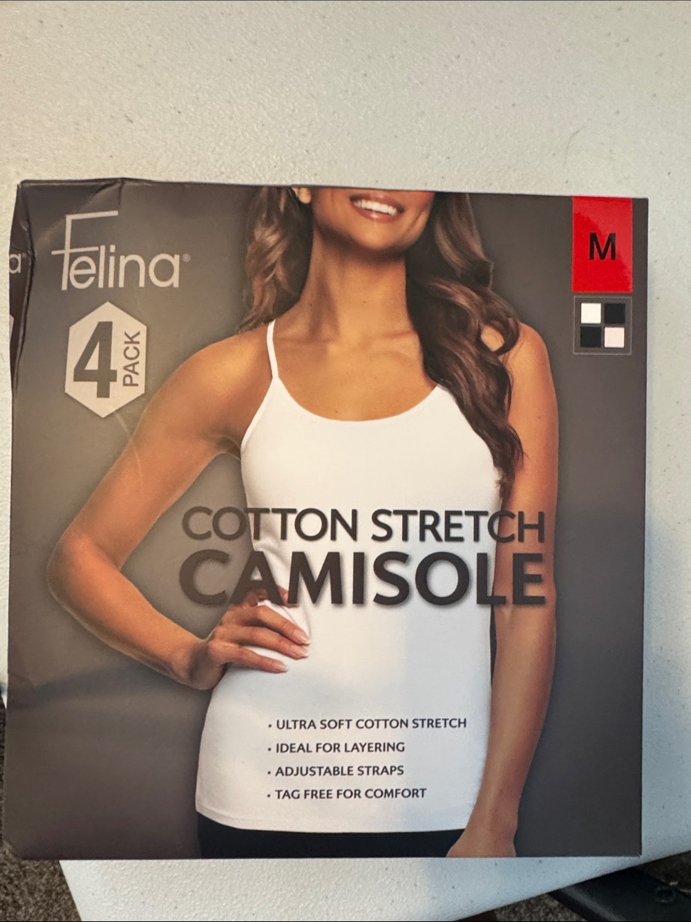 Felina White Cotton Stretch Camisole Tank Top - Women's